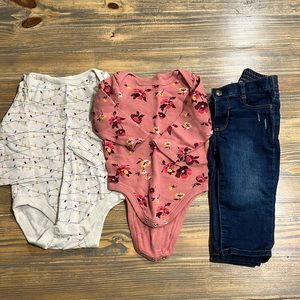 6-12 months long sleeves onesies and jeans